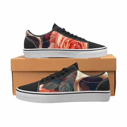 WOMEN'S Skulls Roses Soft Airbrush Canvas Lace-Up Cottagecore Sneakers