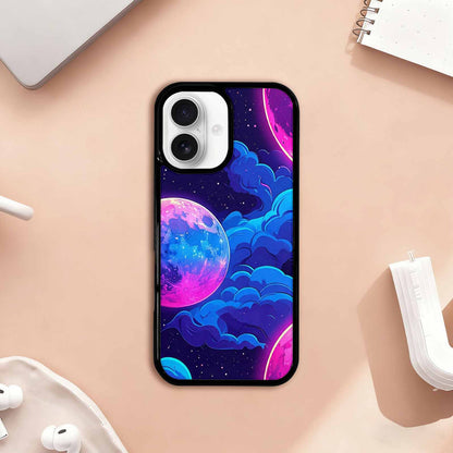iPhone 17 Case — Neon Winter Moon Cartoon Cute, Custom Printed Phone Case