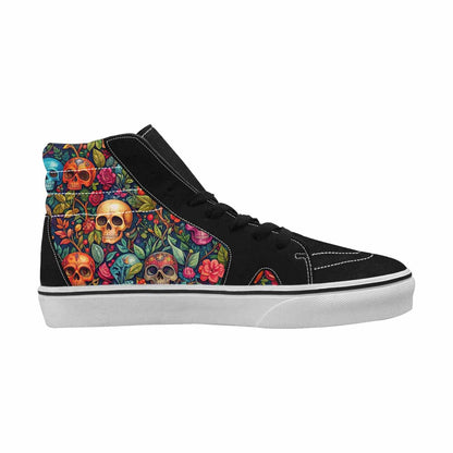 MEN'S Skulls  Botanical Skulls High Top Canvas Vibrant Chaos Sneakers