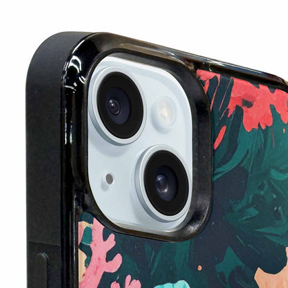 iPhone 15 Case — Camo Coral Turquoise, Personalized Phone Case