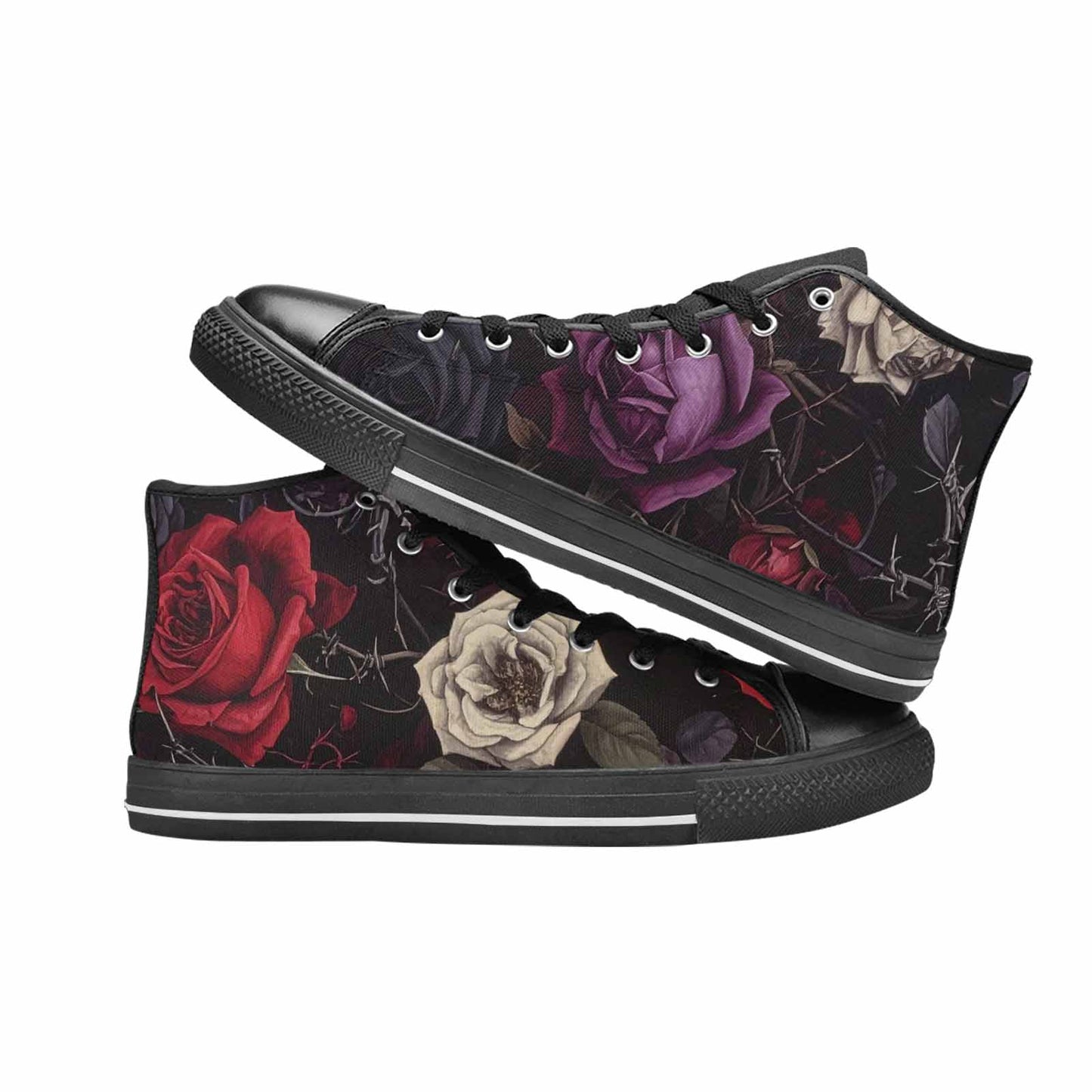 MEN'S Black Gothic Rose High Top Canvas Dreamcore Custom Shoes