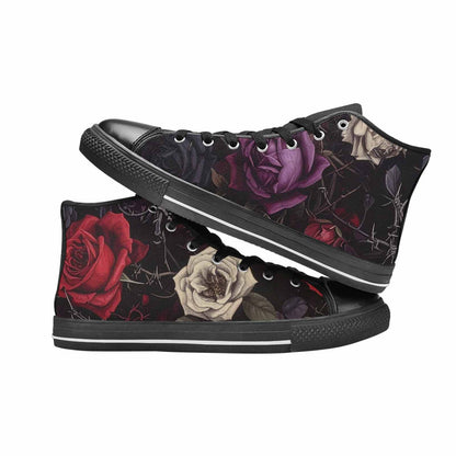 MEN'S Black Gothic Rose High Top Canvas Dreamcore Custom Shoes