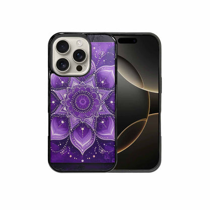 iPhone 16 Pro Case — Purple Mandala Bohemian Print Edge To, Custom Art Phone Cover