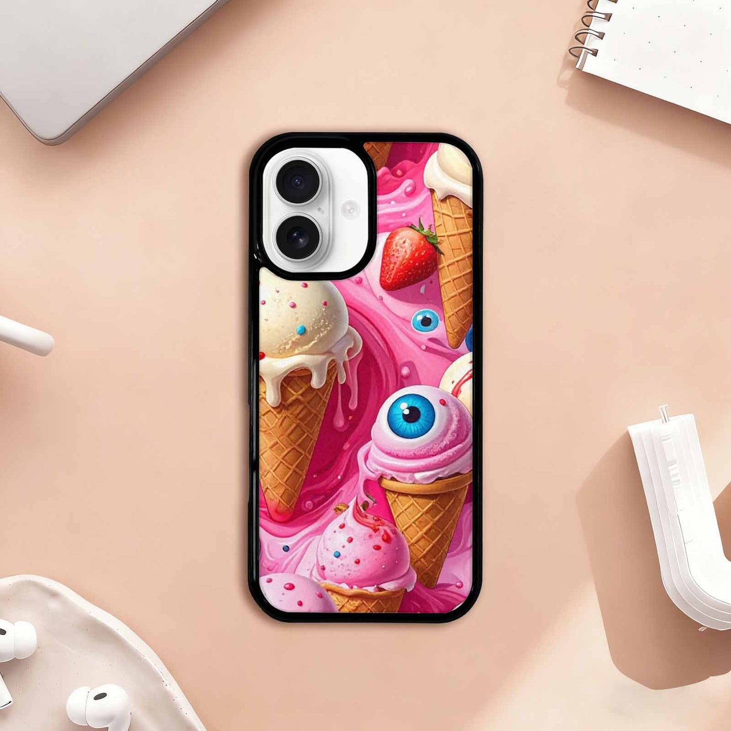 iPhone 17 Case — Melted Strawberry Ice Original Art, Personalized Phone Case