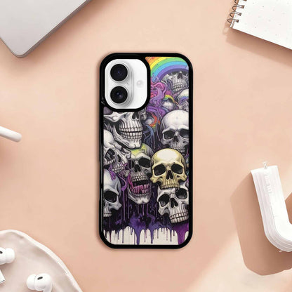 iPhone 17 Case — Black &amp; Purple Ink Gothic Skulls, Customized Protective Case