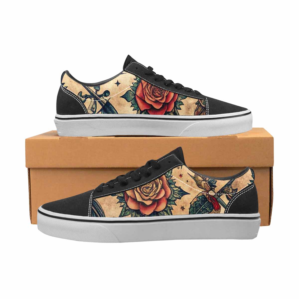 WOMEN'S Old School Tattoo Canvas Lace-Up Vibrant Chaos Shoes