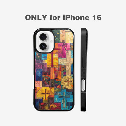 iPhone 16 Case — Faith Cross And Faith Icons Pattern, Original Design Phone Case