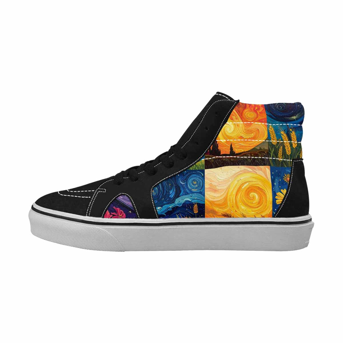 WOMEN'S Van Gogh-Style Swirl High Top Canvas Surreal Shoes