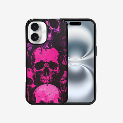 iPhone 16 Case — Pink Purple Skeletons Neon Drip Melting, Custom Printed Phone Case