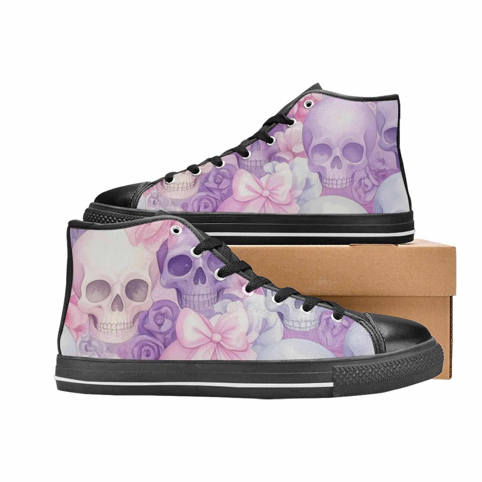 MEN'S Skulls - Pastel High Top Canvas Cottagecore Shoes