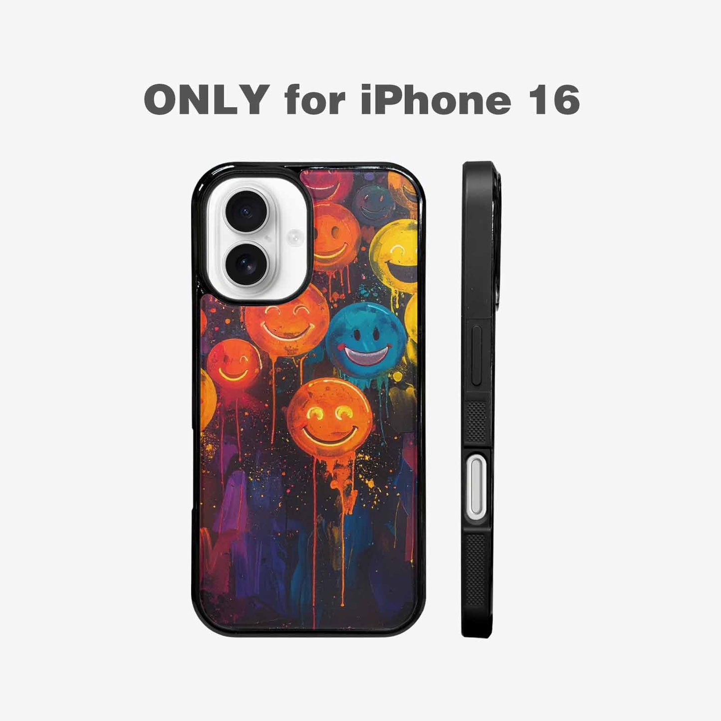 iPhone 16 Case — Smiley Faces Glow Smiley Faces Pattern, Customized Protective Case