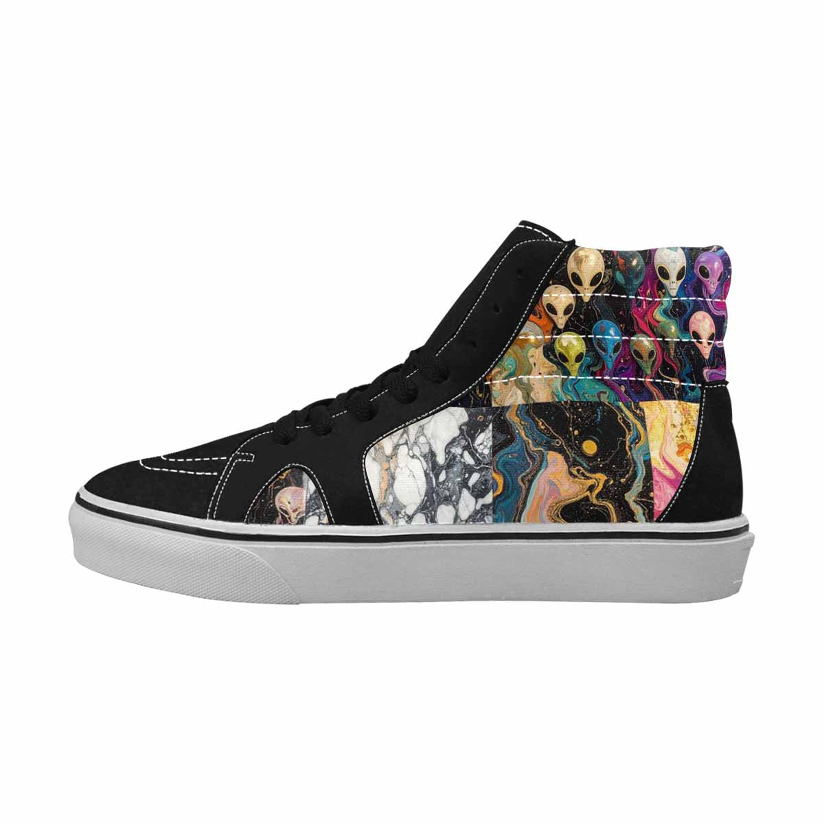 MEN'S Aliens  Marble Aliens High Top Canvas Neon Fantasy Custom Shoes