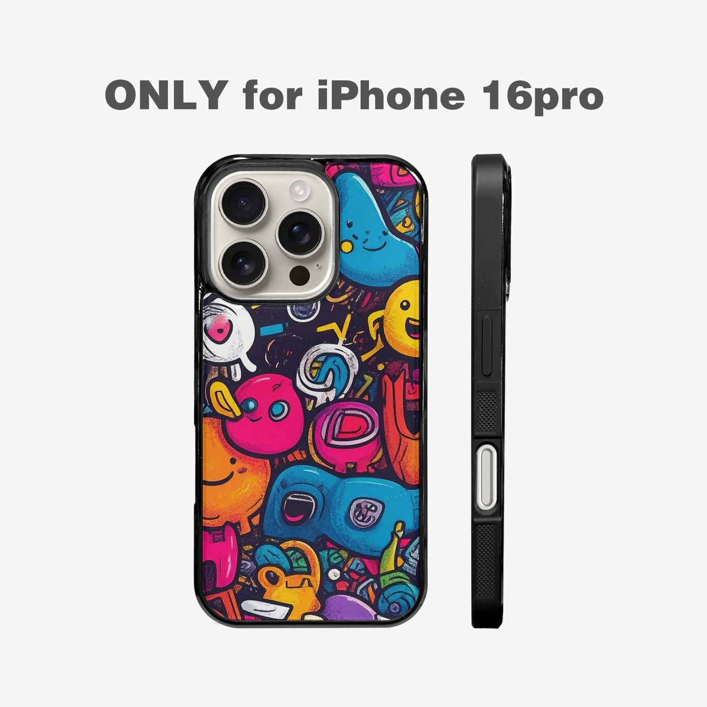 iPhone 16 Pro Case — Hand Drawn Icon Doodle Pattern Hundreds, Custom Art Phone Cover