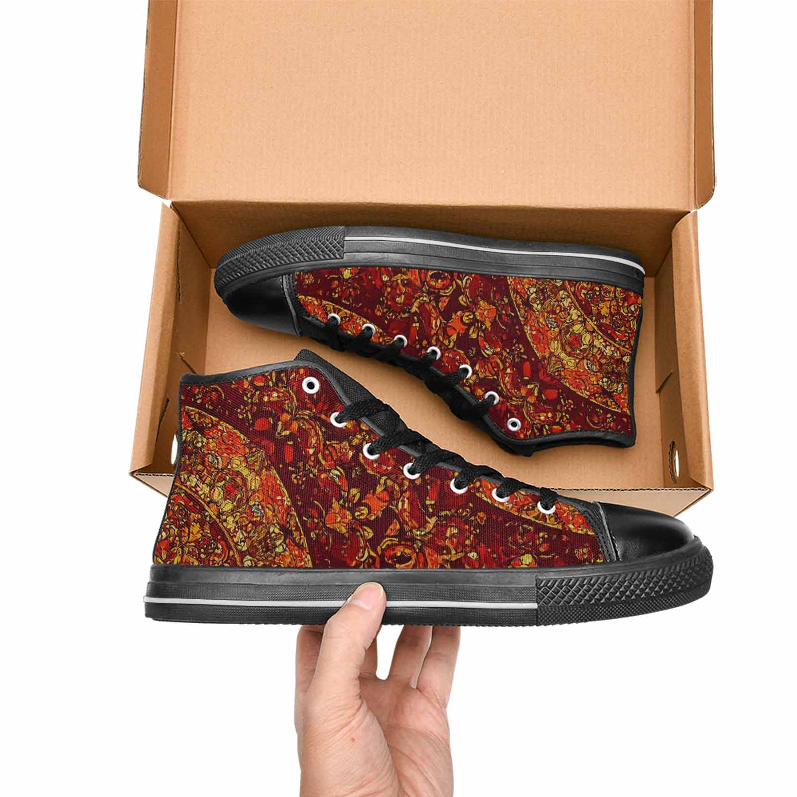 WOMEN'S Mandala Lions High Top Canvas Dark Academia Sneakers