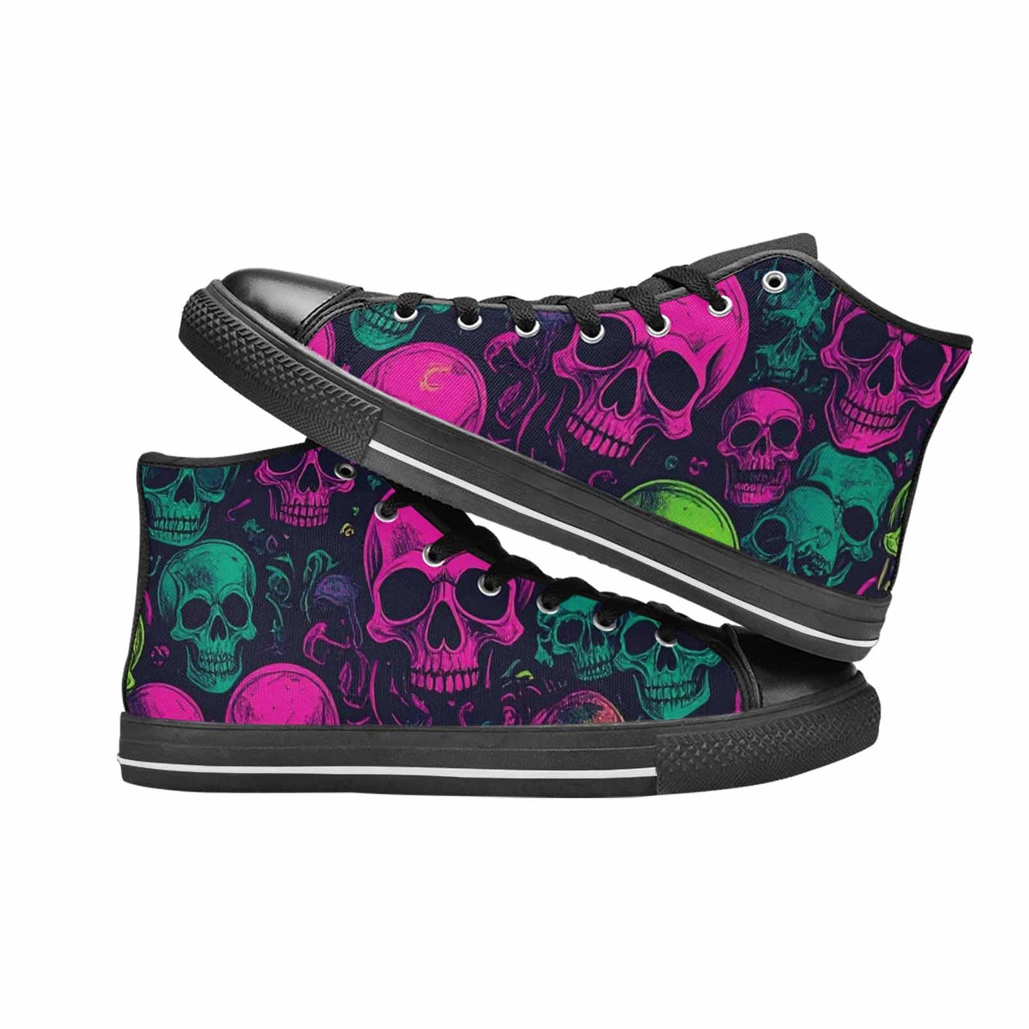 WOMEN'S Skulls - Neon High Top Canvas Dreamcore Custom Shoes