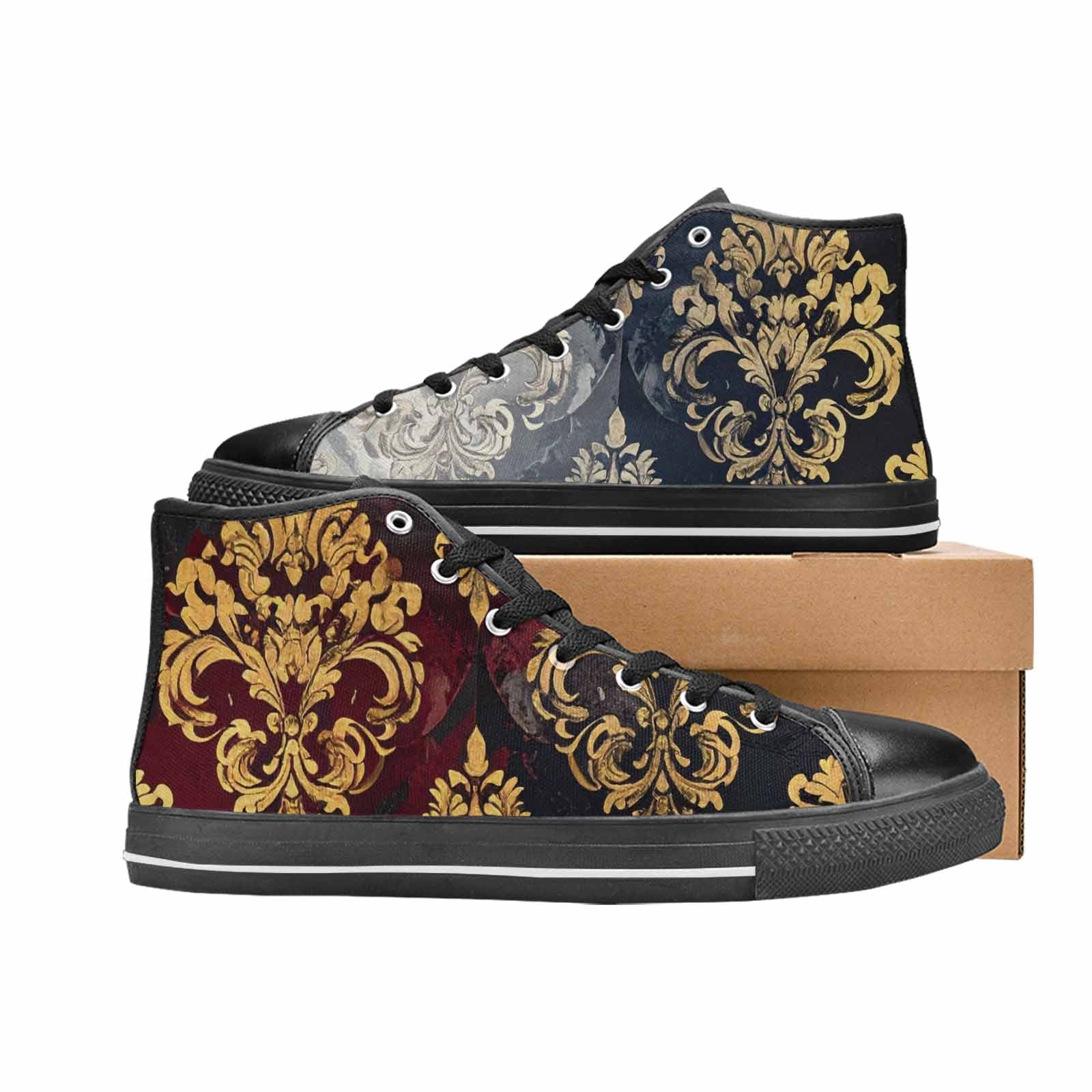 WOMEN'S Damask Ornamental Wallpaper High Top Canvas Grunge Custom Shoes