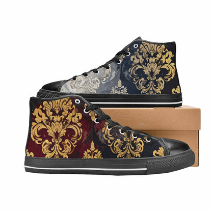 WOMEN'S Damask Ornamental Wallpaper High Top Canvas Grunge Custom Shoes