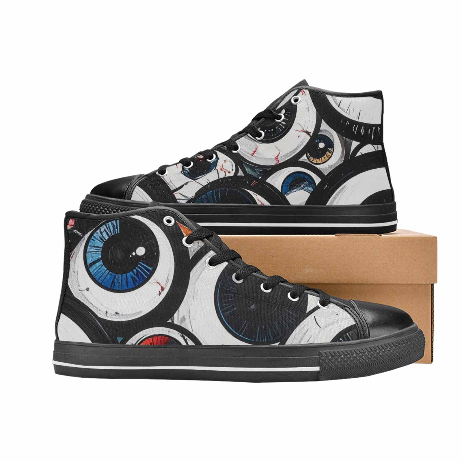 MEN'S Googly Cartoon Eyeballs High Top Canvas Dreamcore Custom Sneakers