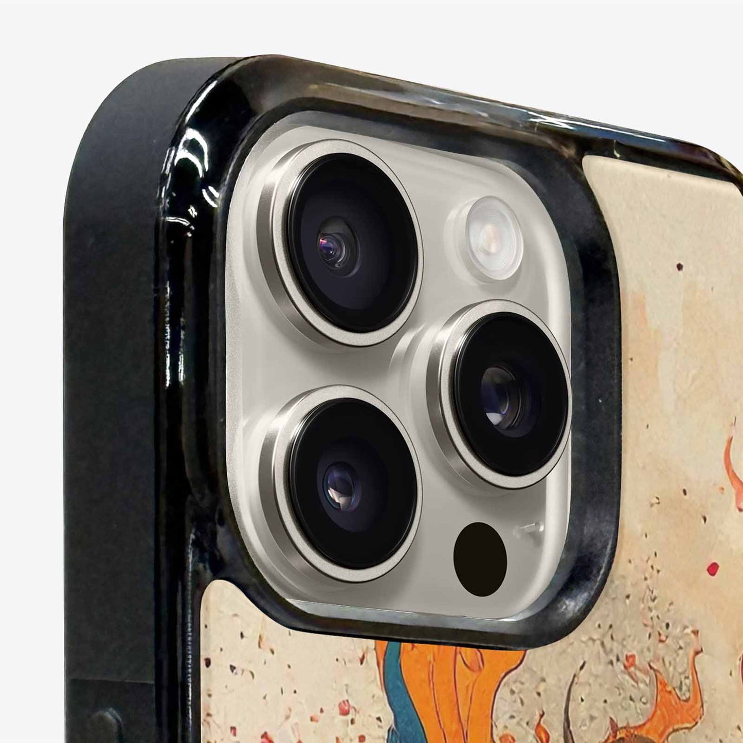 iPhone 15 Pro Max Case — Flame Burst Black Red Ink Flame, Customized Protective Case