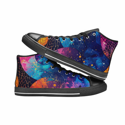 MEN'S Galaxy Snake Print High Top Canvas Vibrant Chaos Sneakers