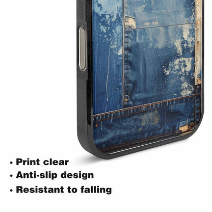 iPhone 15 Pro Max Case — Denim Distressed Textures Print Edge To, Custom Phone Case