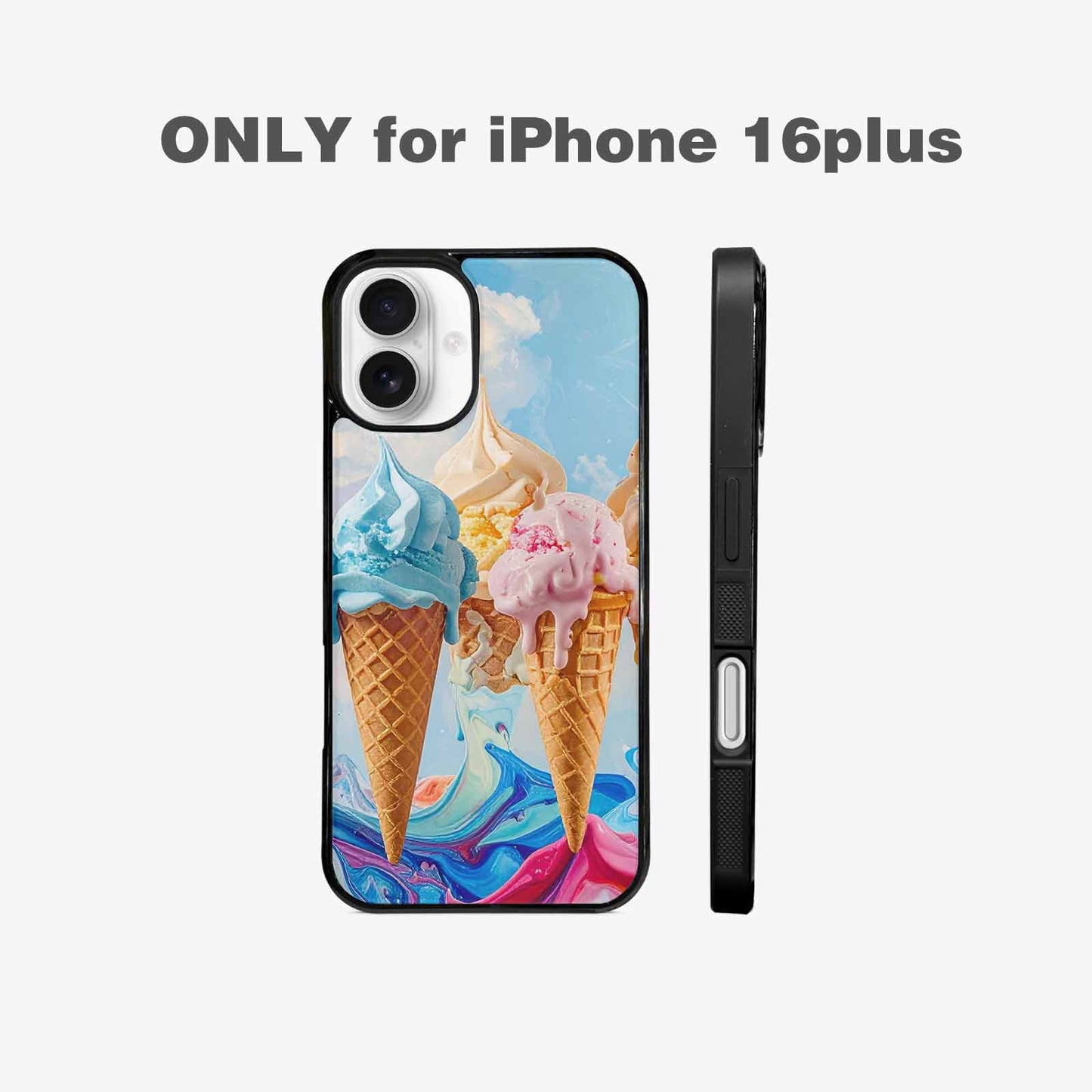 iPhone 16 Plus Case — Collage Of Overlapping Waffle Cone Icecream, Original Design Phone Case