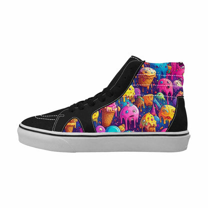 MEN'S Melting Ice Cream Monster High Top Canvas Wallpaper Art Custom Sneakers