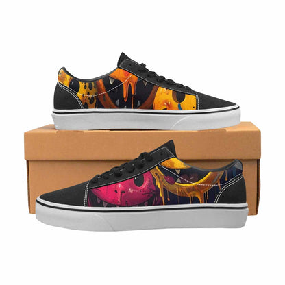 WOMEN'S Smiley Faces Lace-Up Canvas Melting Art Custom Sneakers