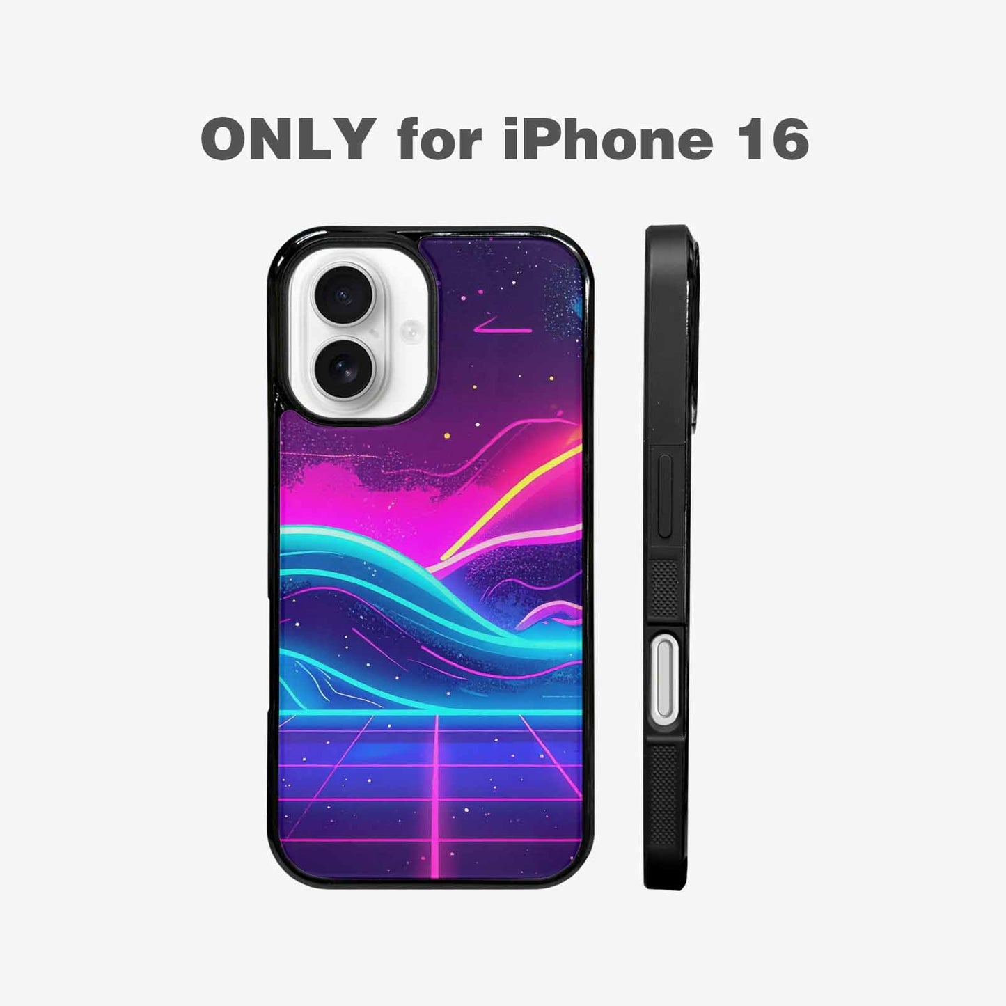 iPhone 16 Case — 1980s Neon Cartoon Art Pattern, Customized Protective Case
