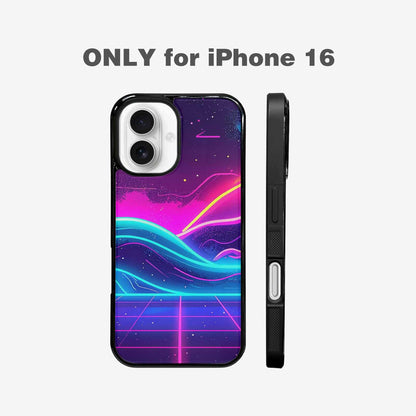 iPhone 16 Case — 1980s Neon Cartoon Art Pattern, Customized Protective Case