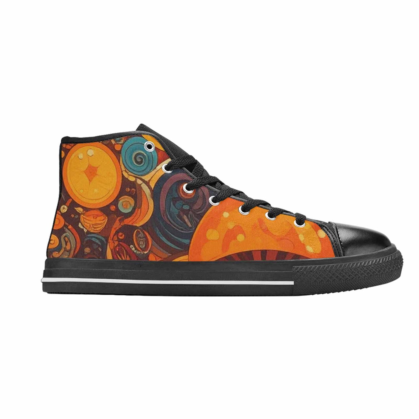 MEN'S Groovy 70S Peace High Top Canvas Wallpaper Art Shoes