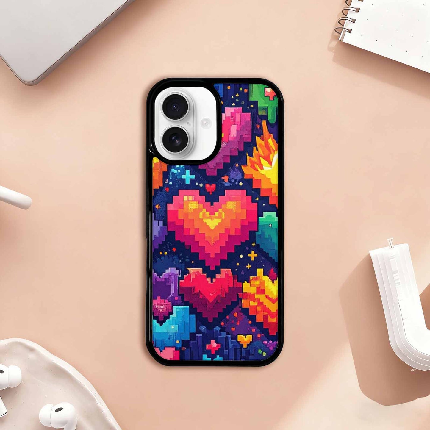 iPhone 17 Case — Pixel Art Bit Burst Original Art, Custom Designed Case Cover
