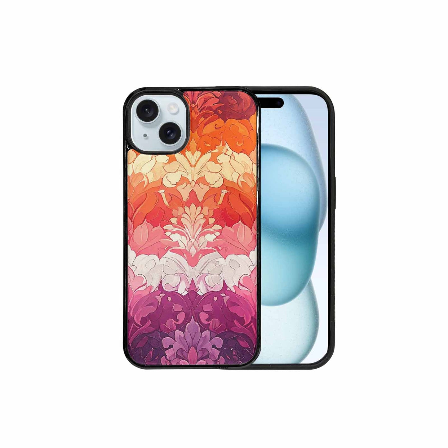 iPhone 15 Plus Case — Lesbian Flag Color Theme Small Rainbow, Unique Phone Case Design