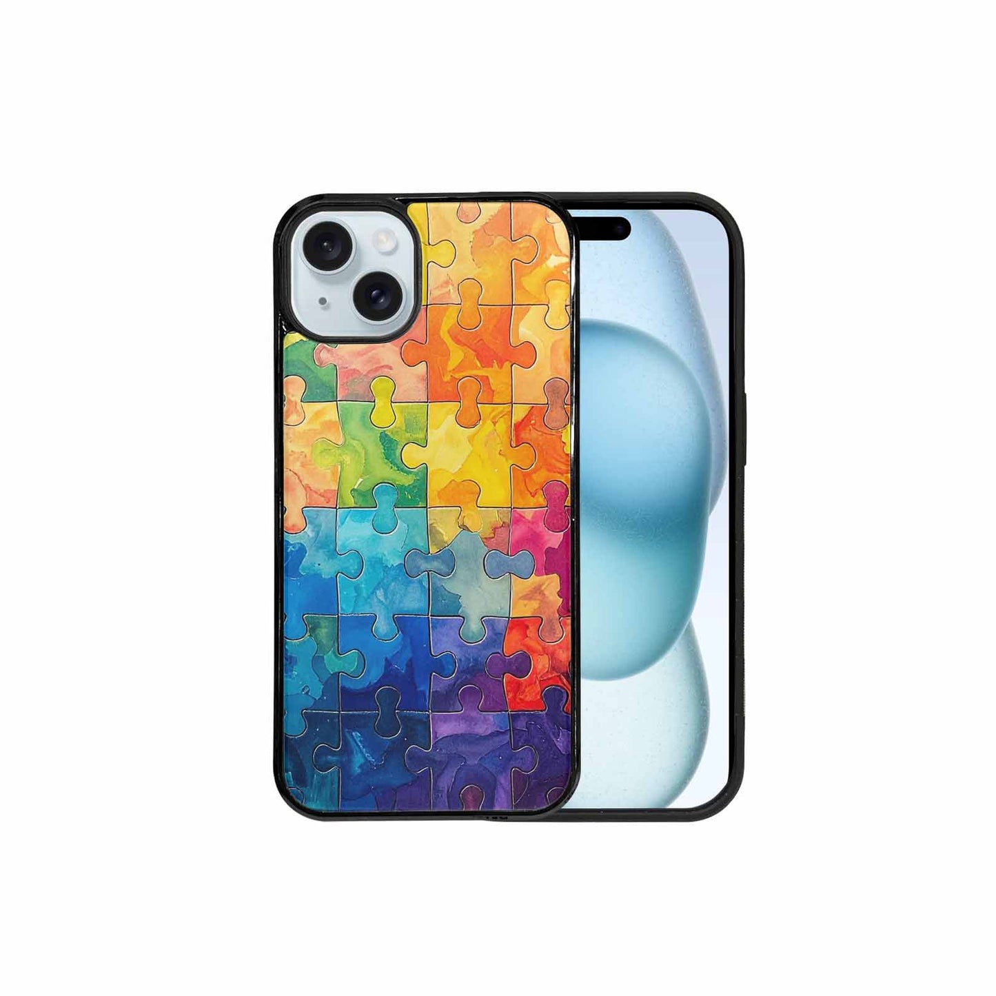 iPhone 15 Plus Case — Autism Puzzle Pieces Puzzle Piece Pattern, Custom Print Case Cover