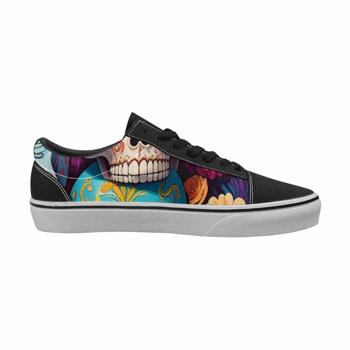WOMEN'S Sugar Skulls Melting Sugar Lace-Up Canvas Wallpaper Art Sneakers