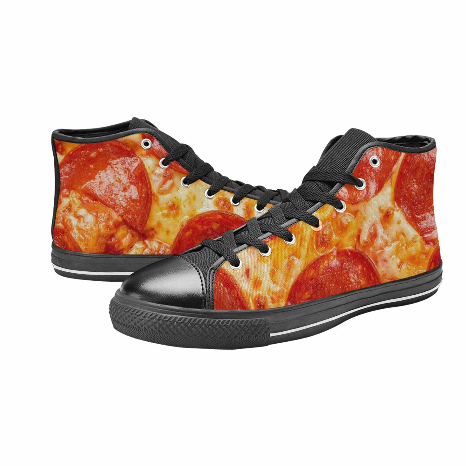 MEN'S Pepperoni Pizza Print High Top Canvas Vivid Custom Sneakers