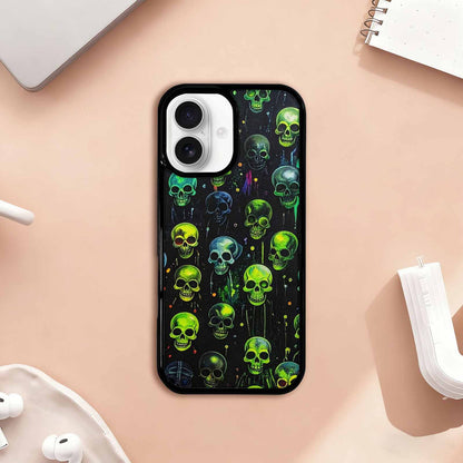 iPhone 17 Case — Skeletons Neon Green Glowskele Original Art, Custom Phone Case