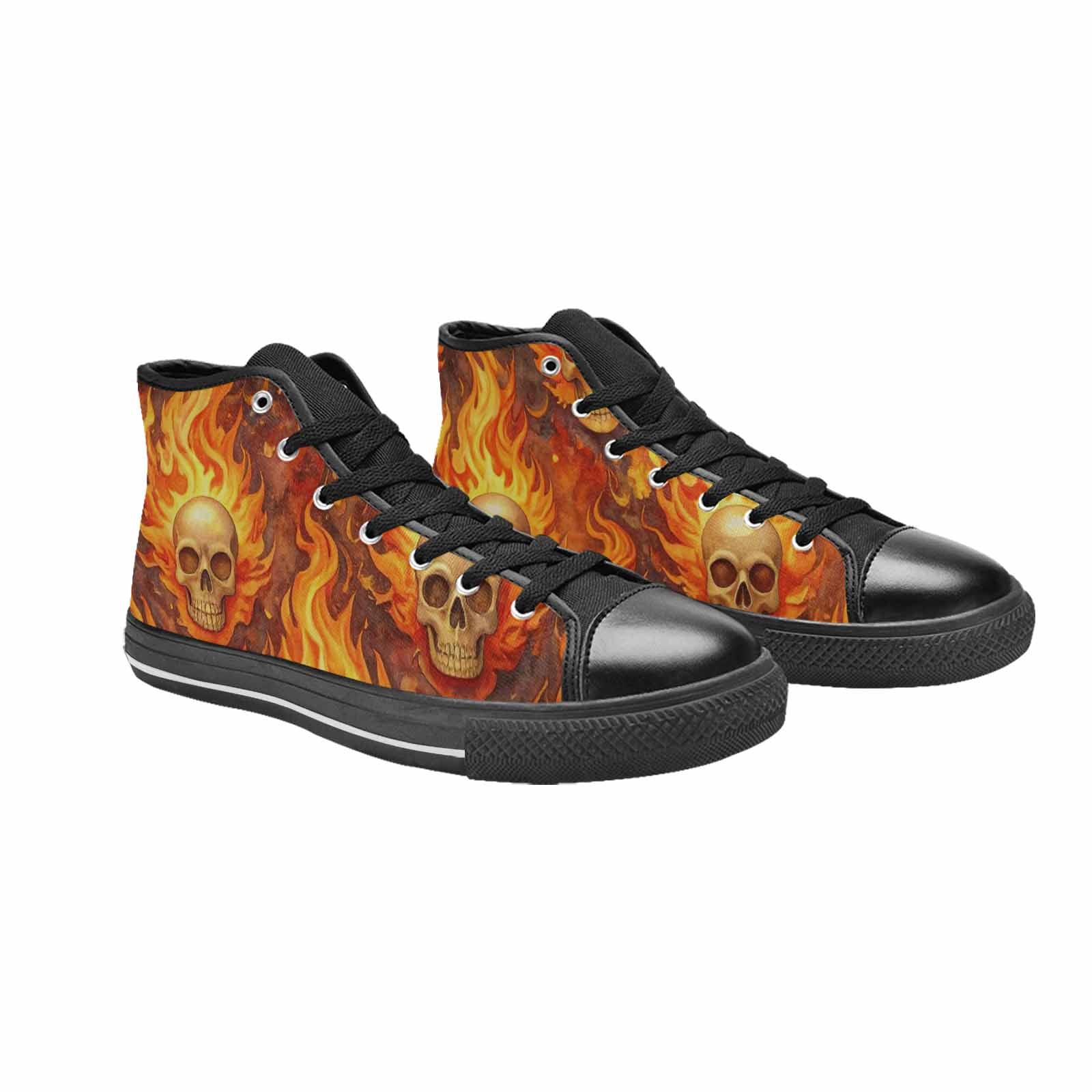 MEN'S Skulls - Flaming High Top Canvas Dark Academia Custom Sneakers