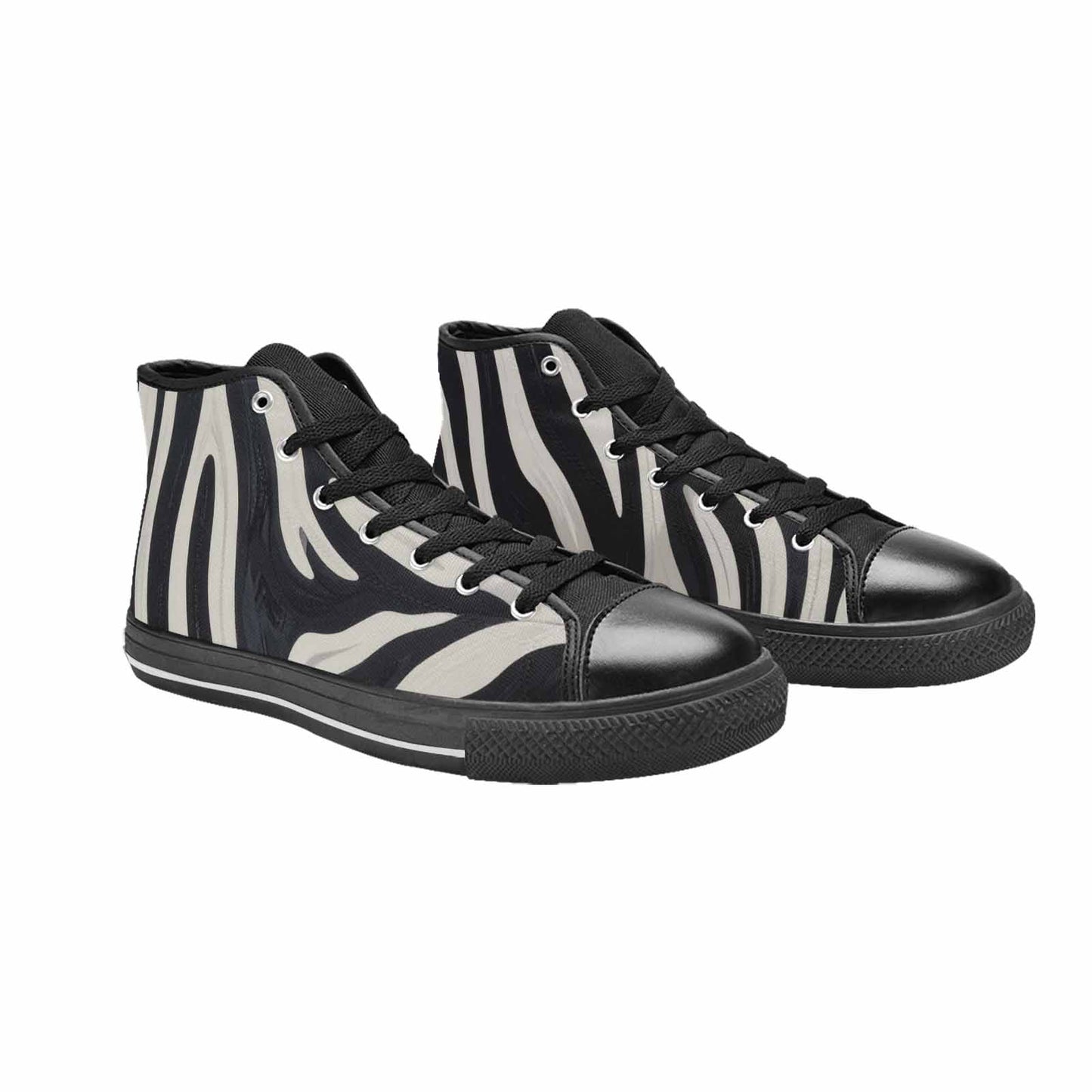 MEN'S Modern Zebra Stripe High Top Canvas Vibrant Chaos Sneakers