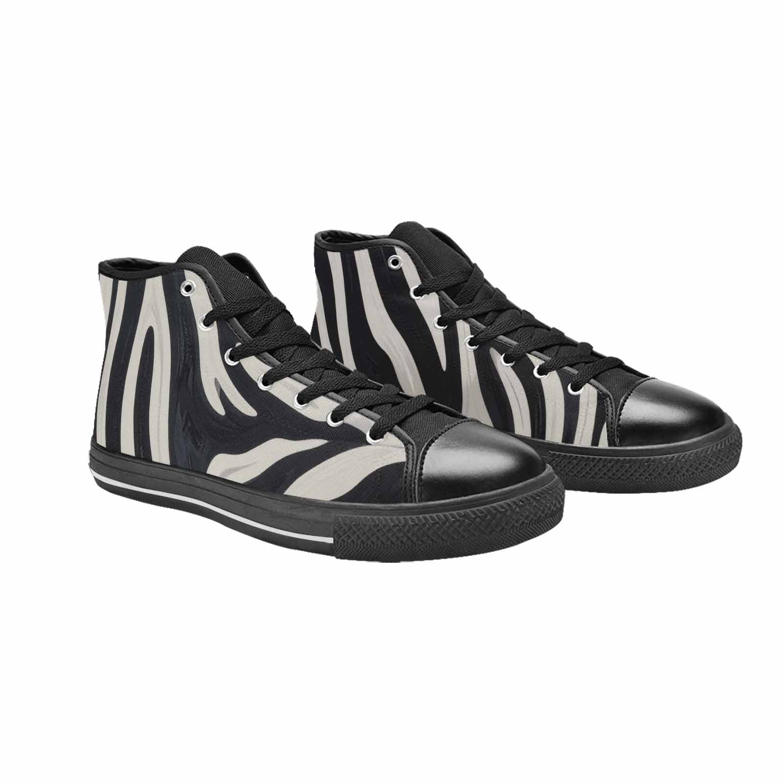 MEN'S Modern Zebra Stripe High Top Canvas Vibrant Chaos Sneakers