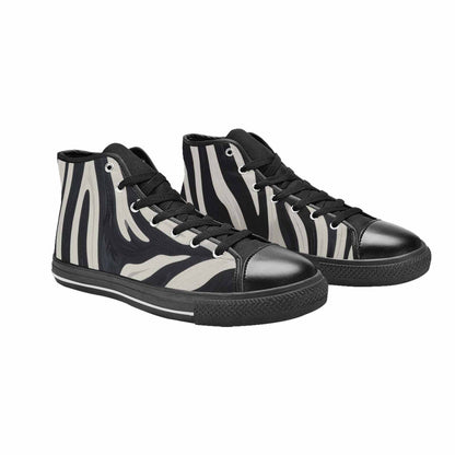 MEN'S Modern Zebra Stripe High Top Canvas Vibrant Chaos Sneakers