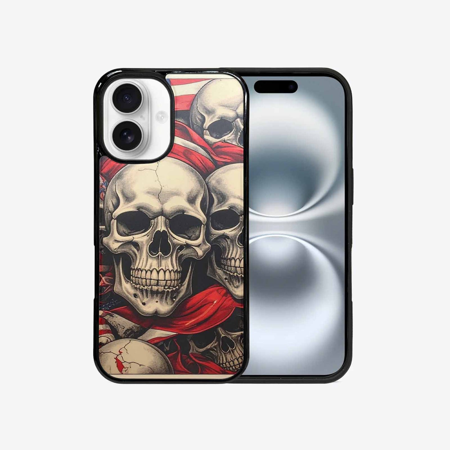 iPhone 16 Case — Skull Dark Art Gothic Print, Customized Protective Case