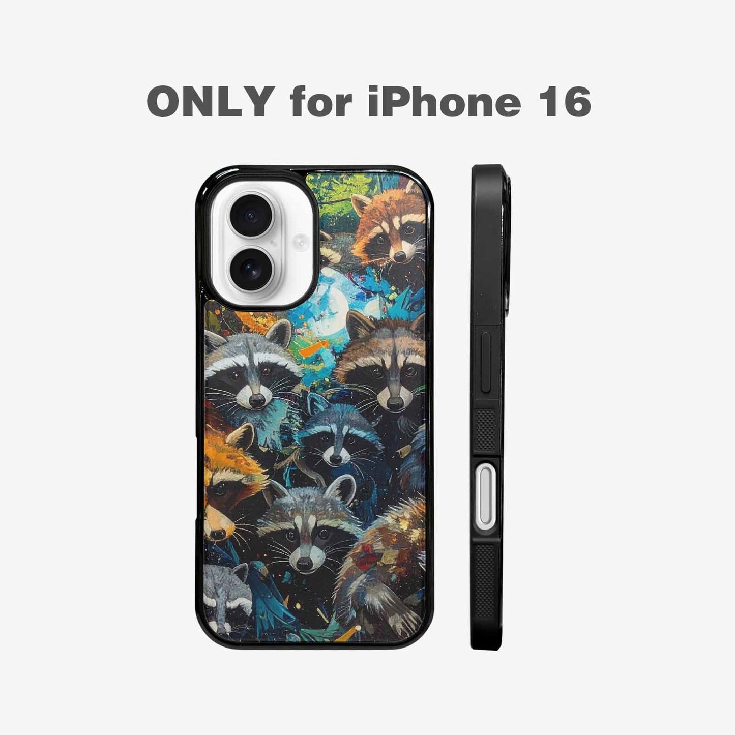 iPhone 16 Case — Raccoon Bandit Raccoon Bandit Pattern Hundreds, Custom Made Phone Cover