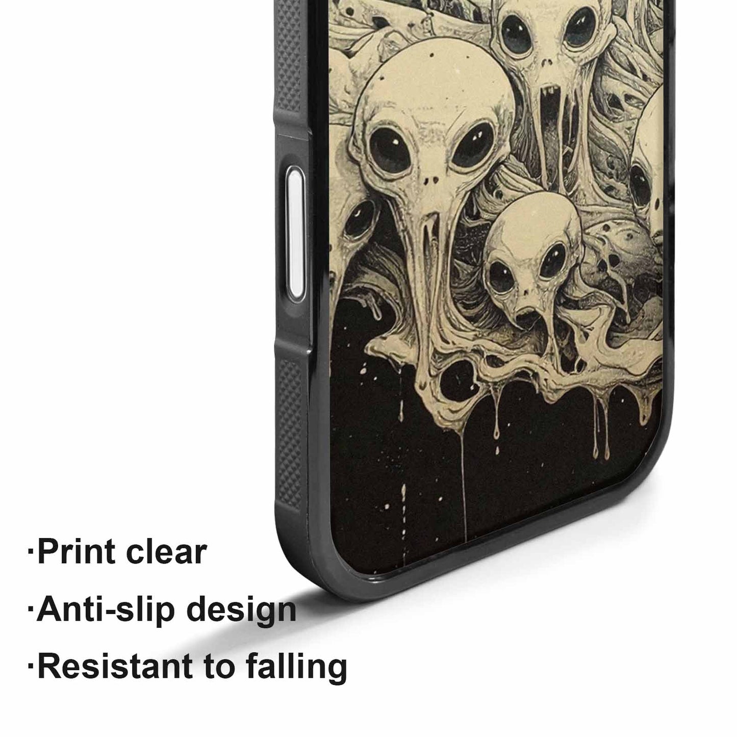 iPhone 17 Case — Melting Aliens Pattern Alien Scifi, Custom Printed Phone Case