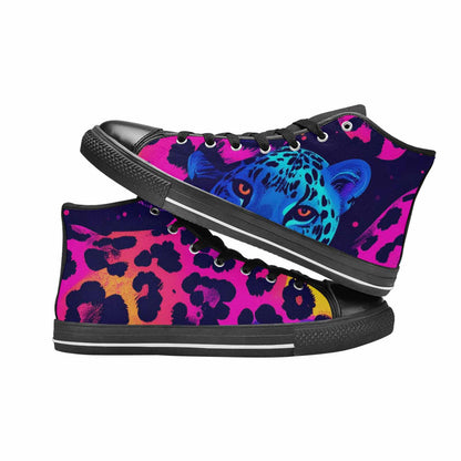 MEN'S Leopard Print Neon High Top Canvas Neon Fantasy Custom Shoes