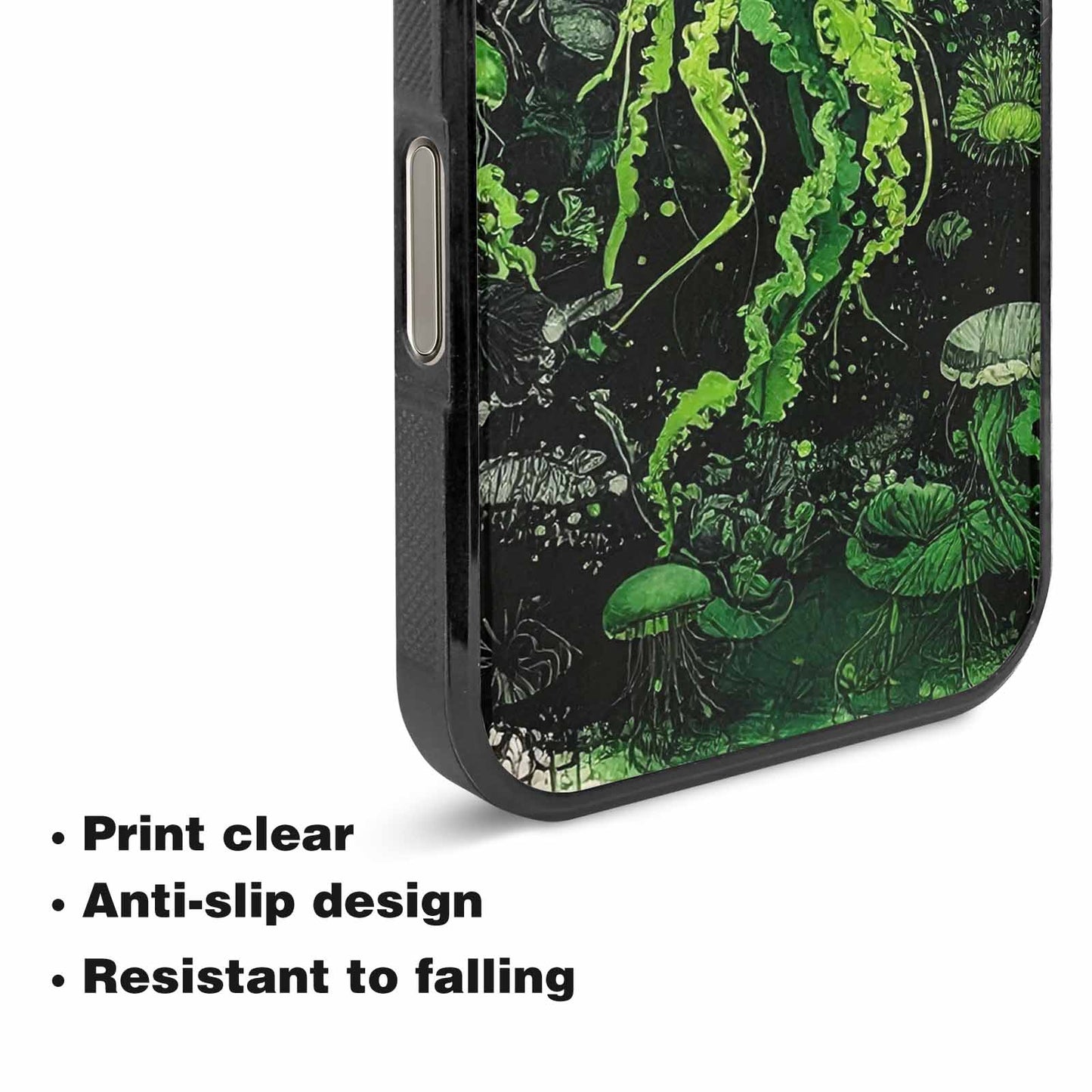 iPhone 16 Pro Case — Sea Creature Burst Black Green Ink, Custom Art Phone Cover