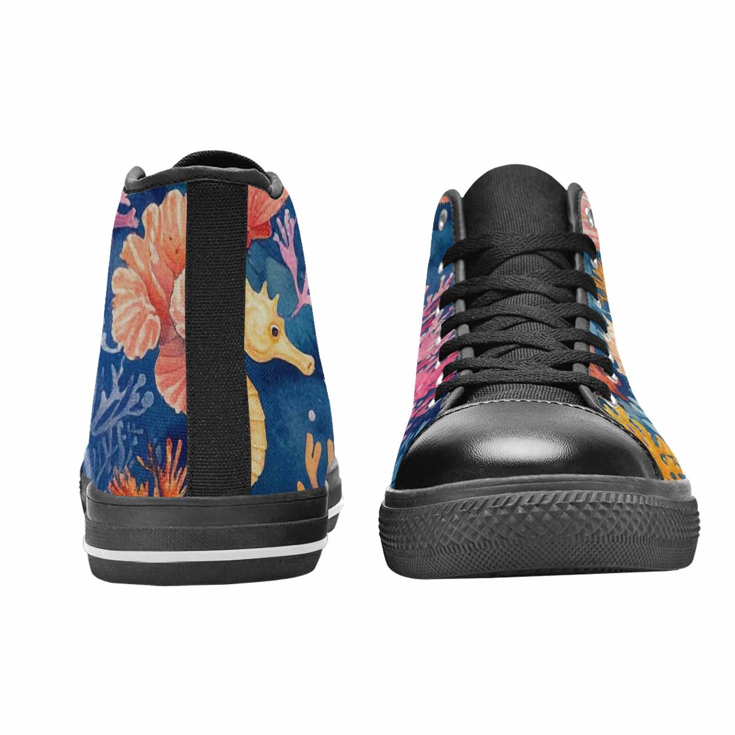 MEN'S Fish Scale Coral High Top Canvas Grunge Custom Shoes