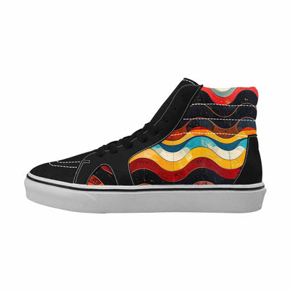 MEN'S Retro Wave Scallop Stripe High Top Canvas Dark Academia Custom Sneakers