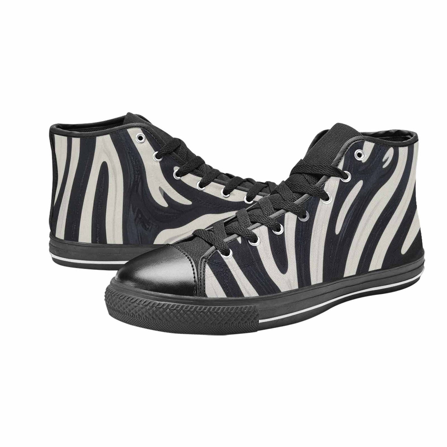 WOMEN'S Modern Zebra Stripe High Top Canvas Neon Fantasy Custom Sneakers