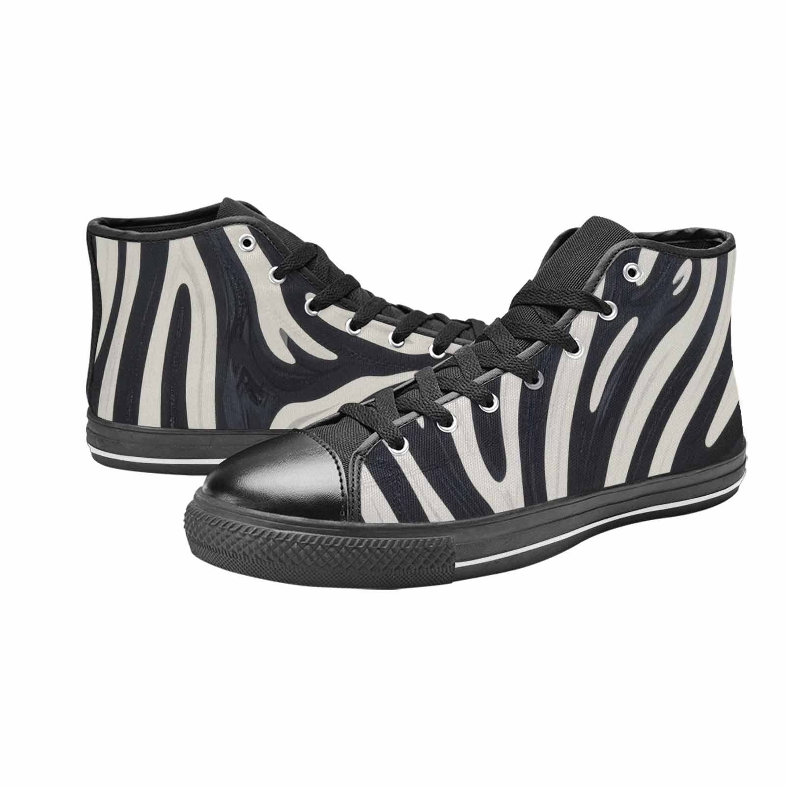 WOMEN'S Modern Zebra Stripe High Top Canvas Neon Fantasy Custom Sneakers